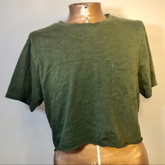 21men Tops - 21 Men Army Green Short Sleeve Crop Top